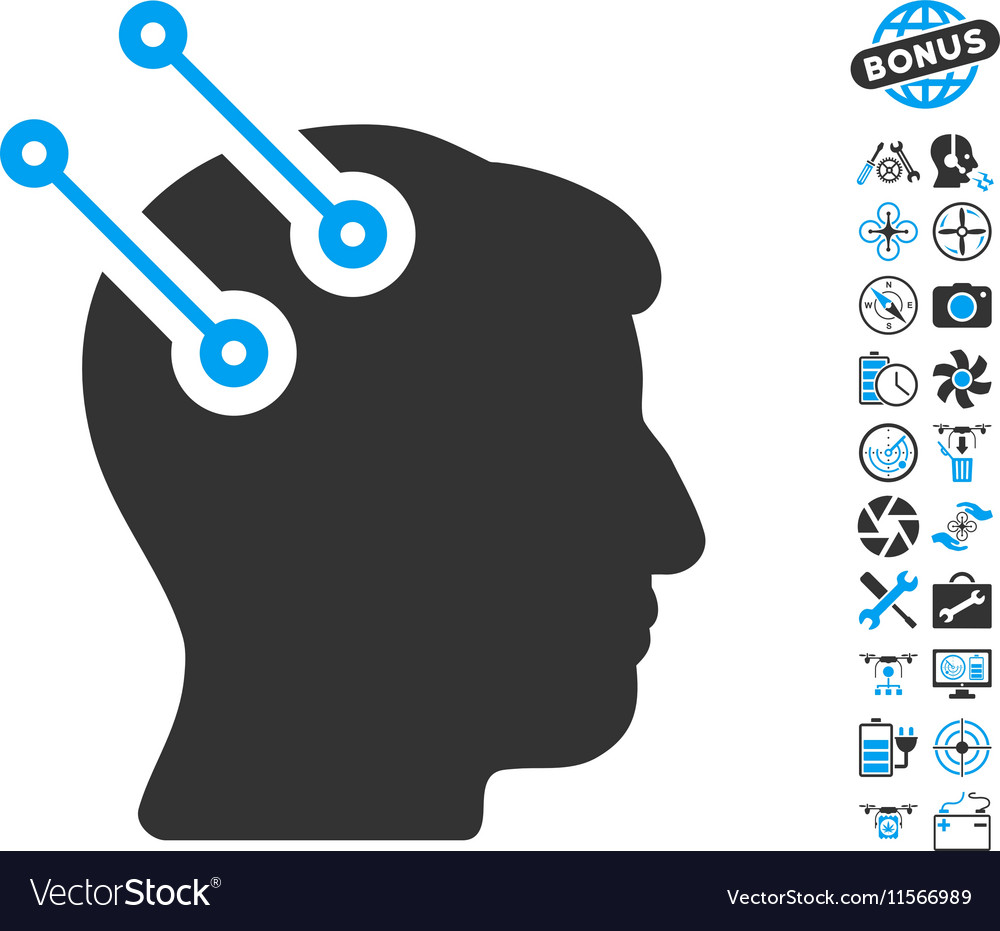 Neural interface connectors icon with copter tools