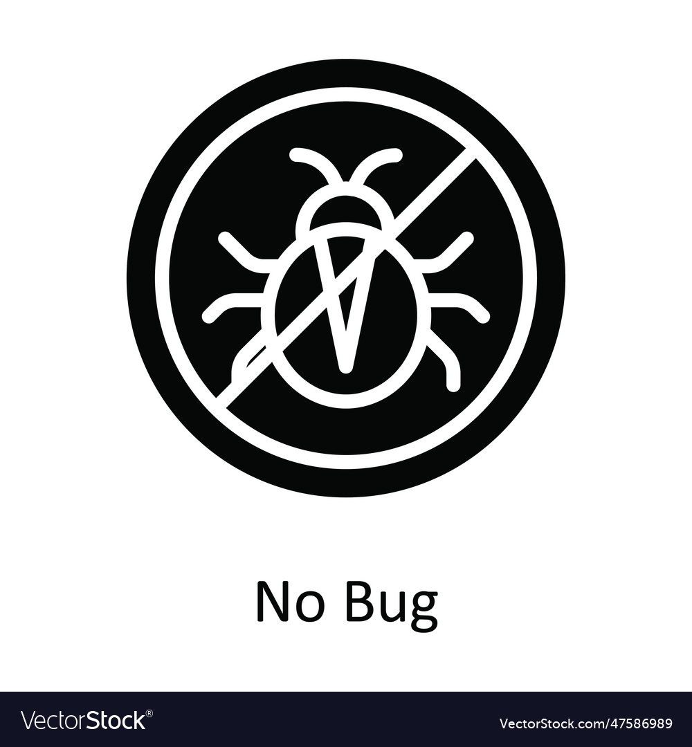 No bug solid icon design cyb