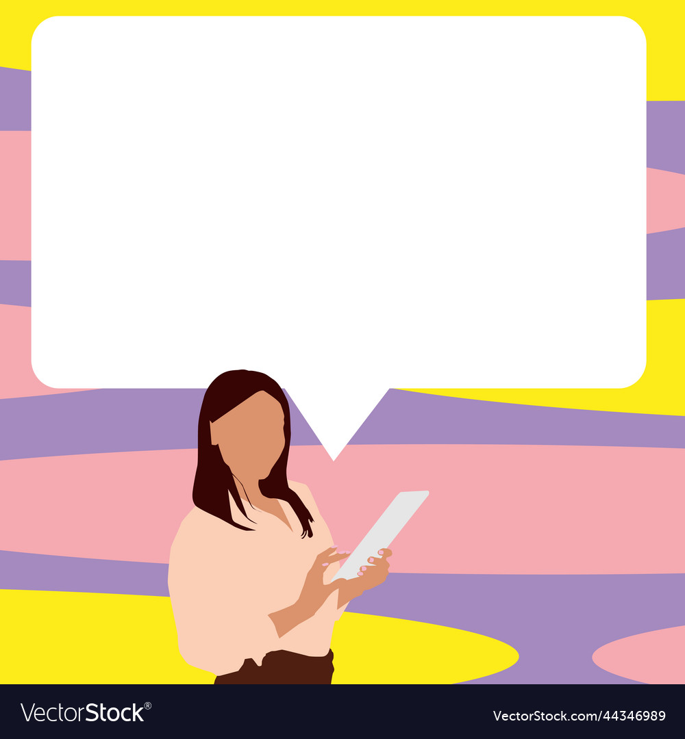 Presenter with conversation bubble showing new vector image Presenter with conversation bubble showing new