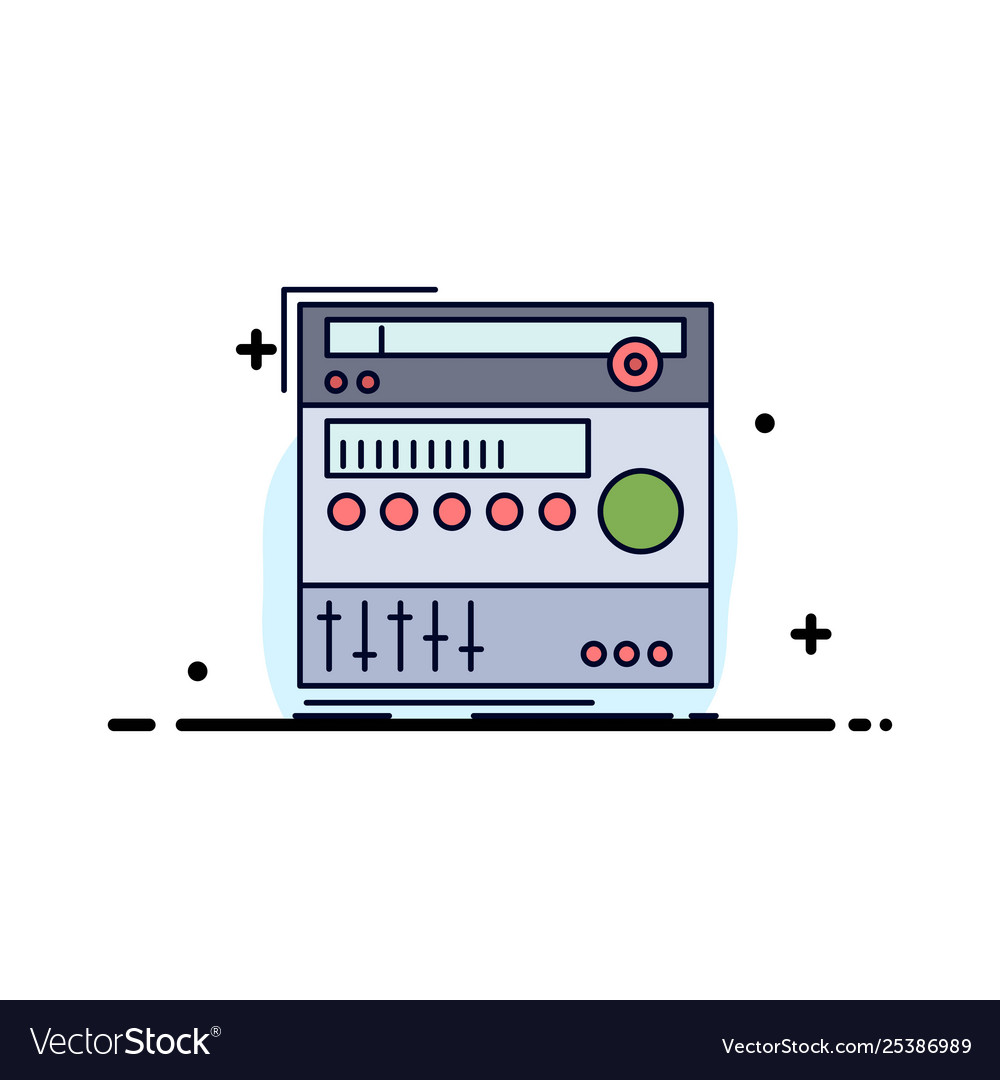 Rack component module sound studio flat color icon vector image Rack component module sound studio flat color icon