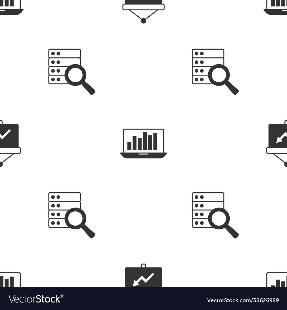 Set board with graph laptop chart and server vector image Set board with graph laptop chart and server