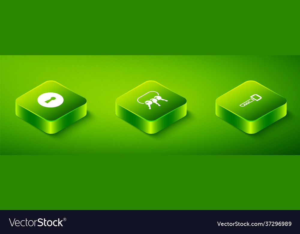 Set isometric bunch keys key and keyhole icon Vector Image Set isometric bunch keys key and keyhole icon