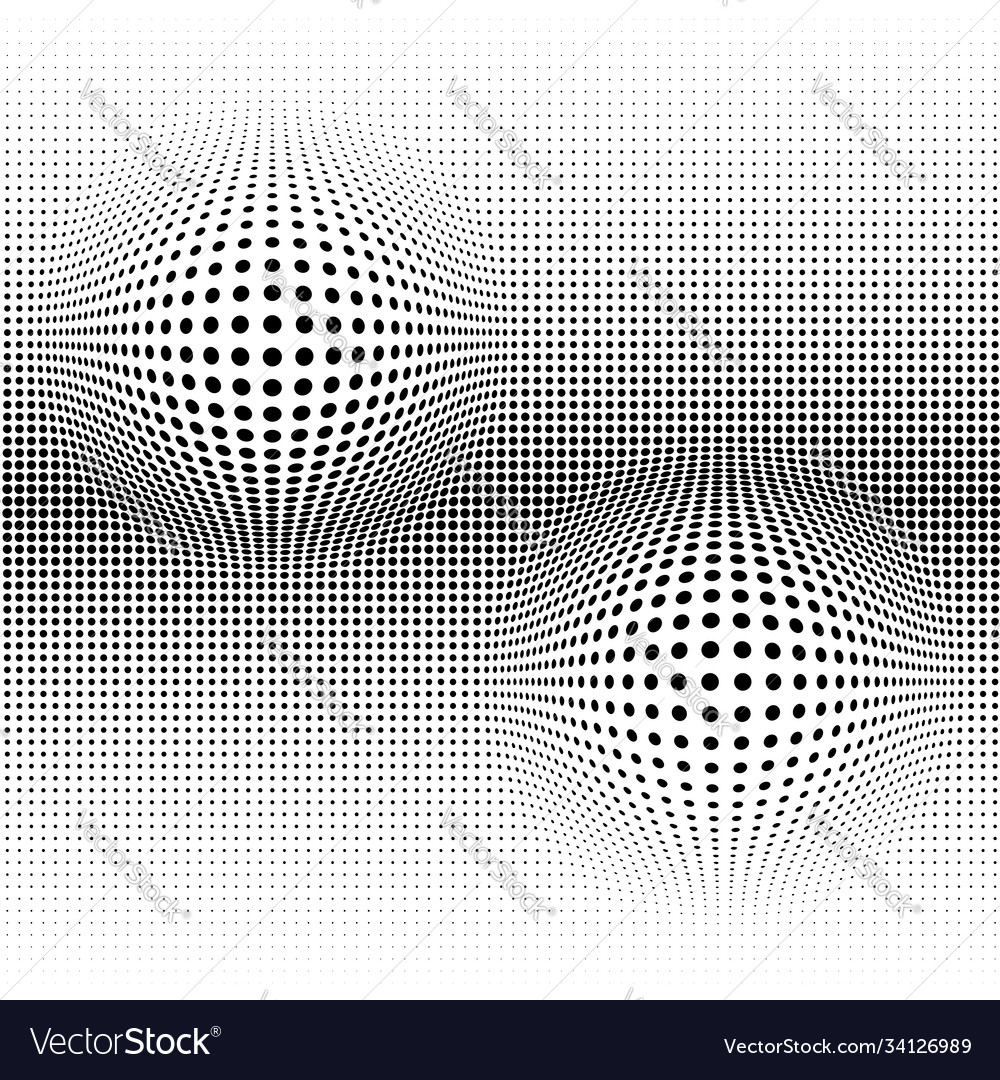 Spherical distortion halftone dots element orb vector image Spherical distortion halftone dots element orb