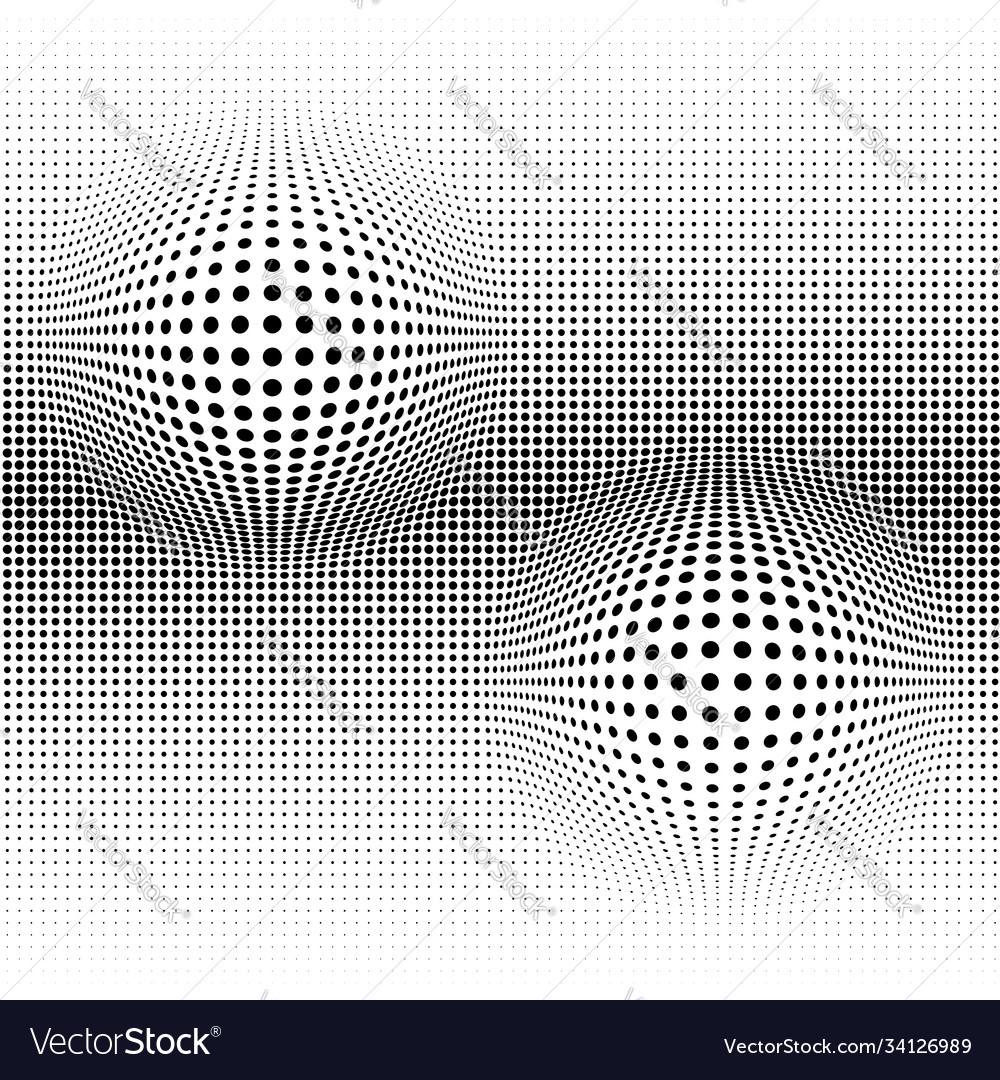 Spherical distortion halftone dots element orb