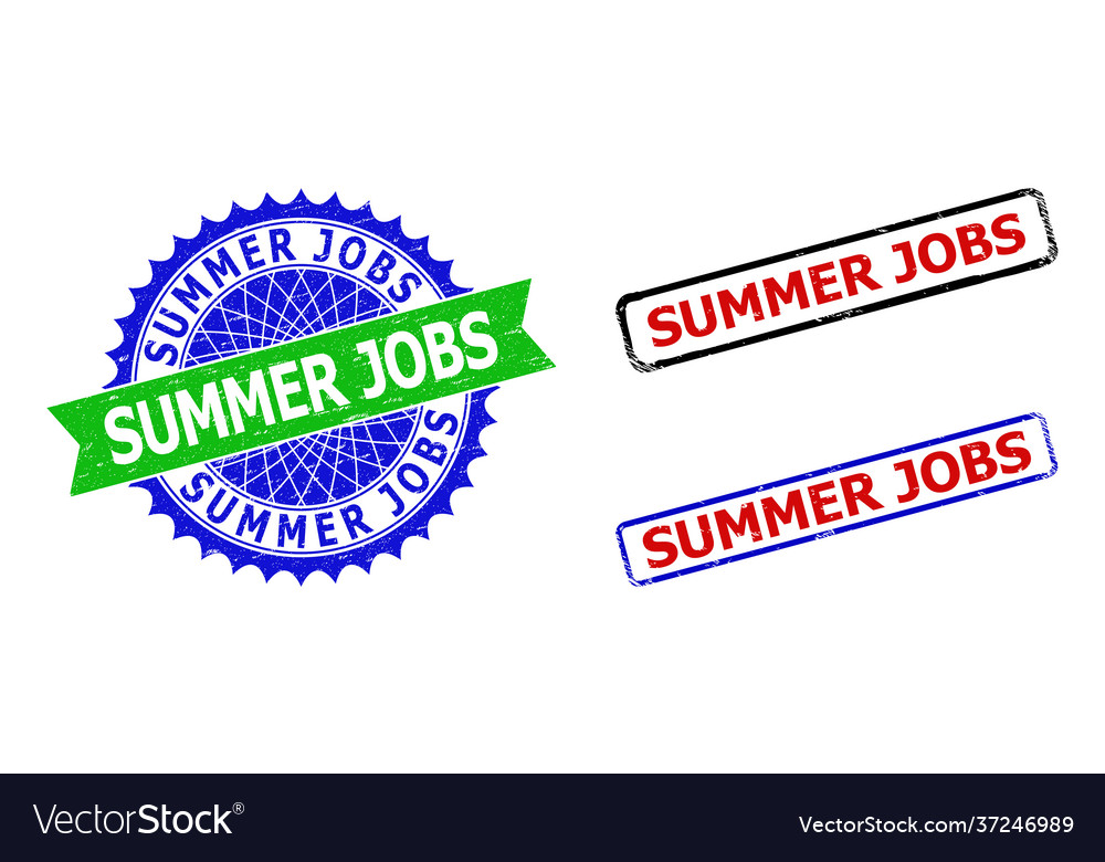 Sommer Jobs Rosette und Rechteck bicolor Stempel