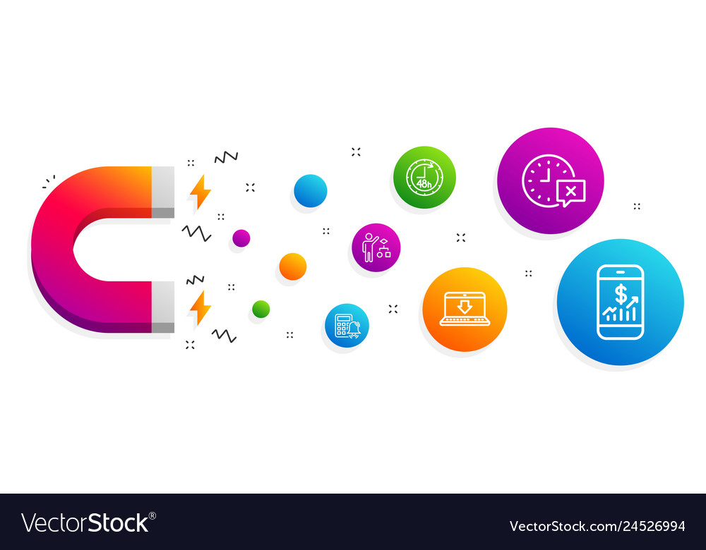 48 hours algorithm and time icons set calculator