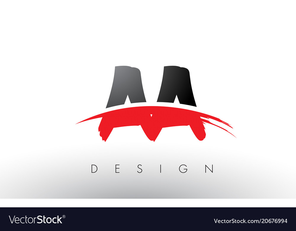 Aa a brush logo letters with red and black swoosh