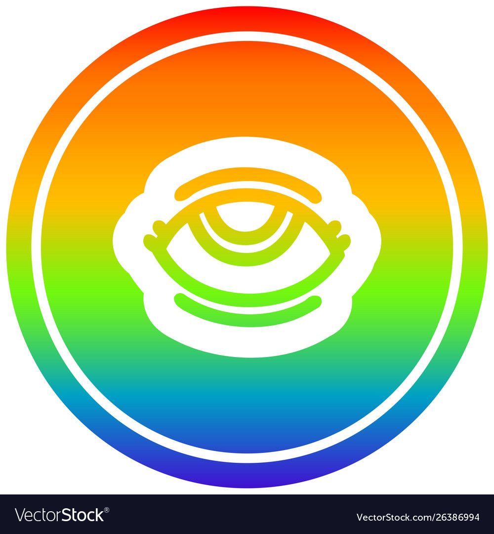 Eye symbol circular in rainbow spectrum Royalty Free Vector