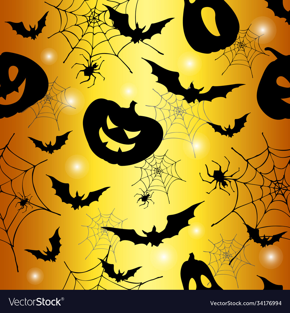 Halloween seamless pattern with pumpkin spider Vector Image