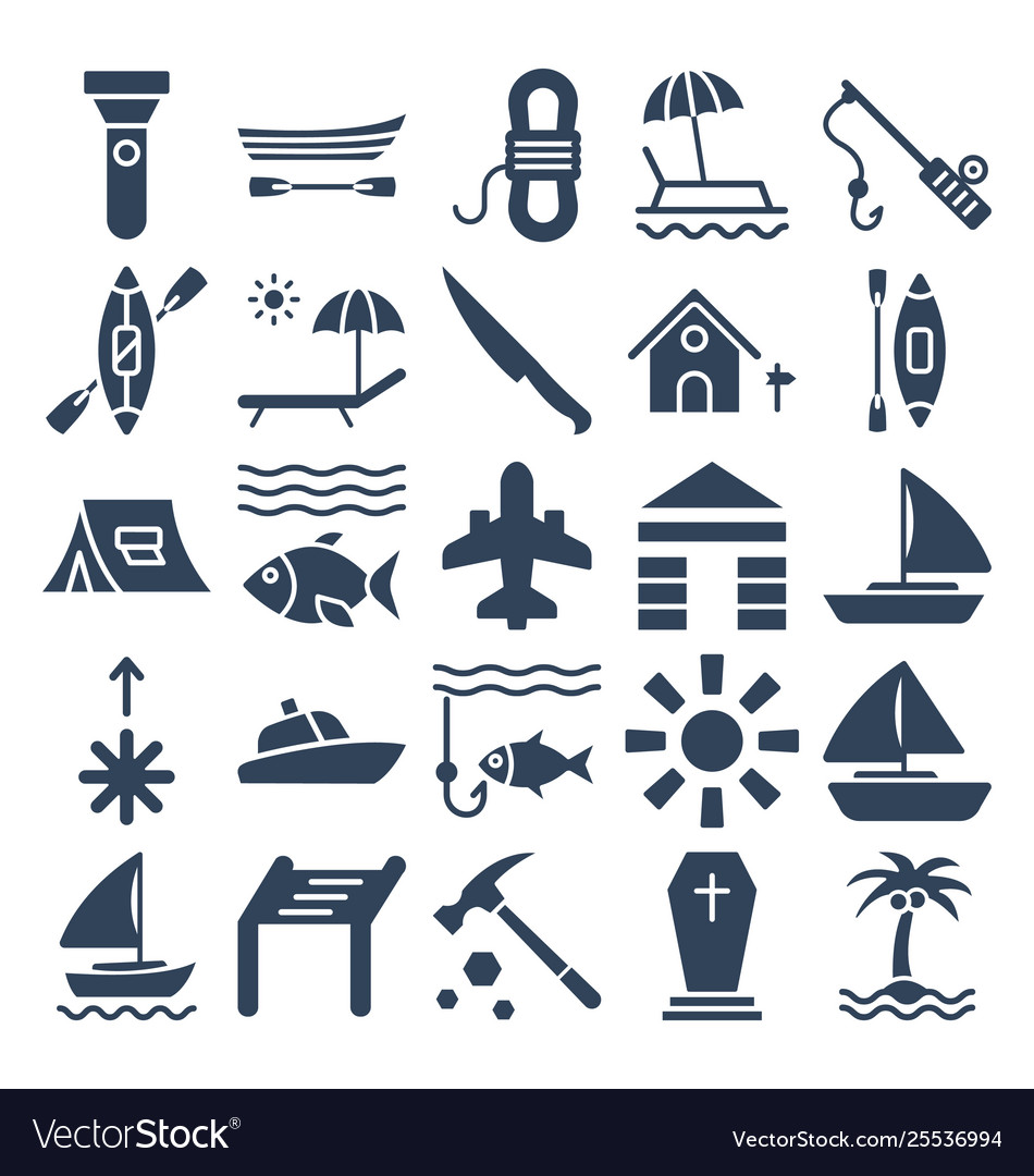 Outing and journey isolated icons set