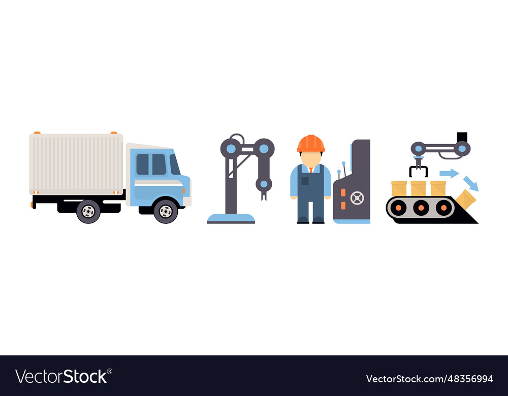 Production process with machine operator man