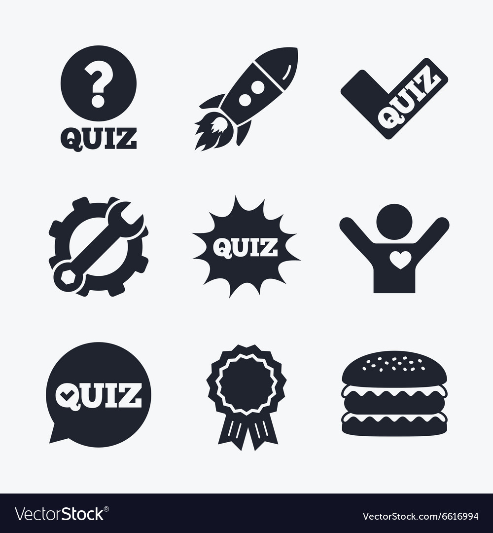 Quiz icons speech bubble with check mark symbol