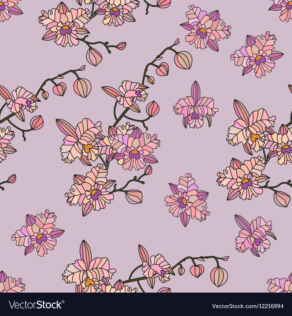 Seamless pattern with orchids