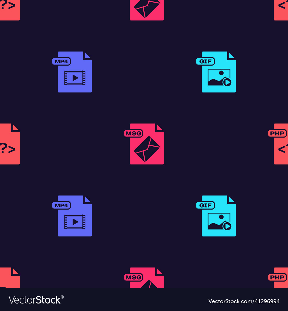 Set gif file document mp4 msg and php vector image Set gif file document mp4 msg and php