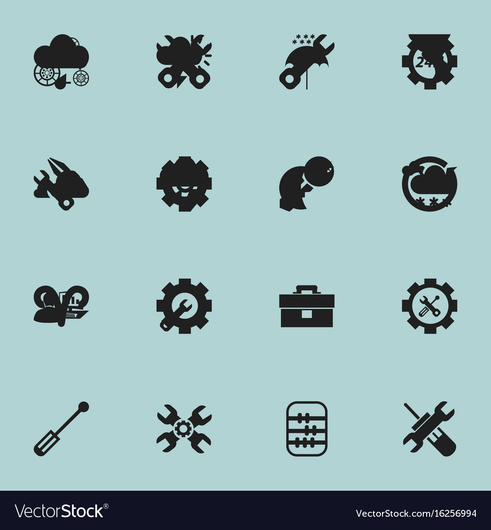 Set of 16 editable tool icons includes symbols