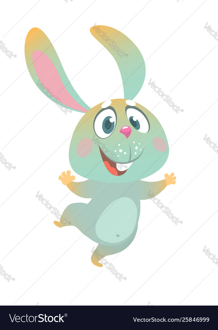 Cartoon Hase Kaninchen tanzen begeistert