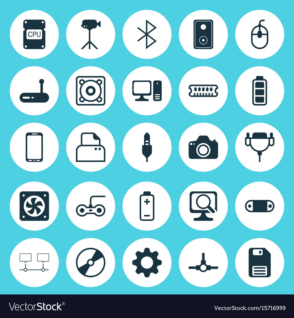 Computer icons set collection of vga cord