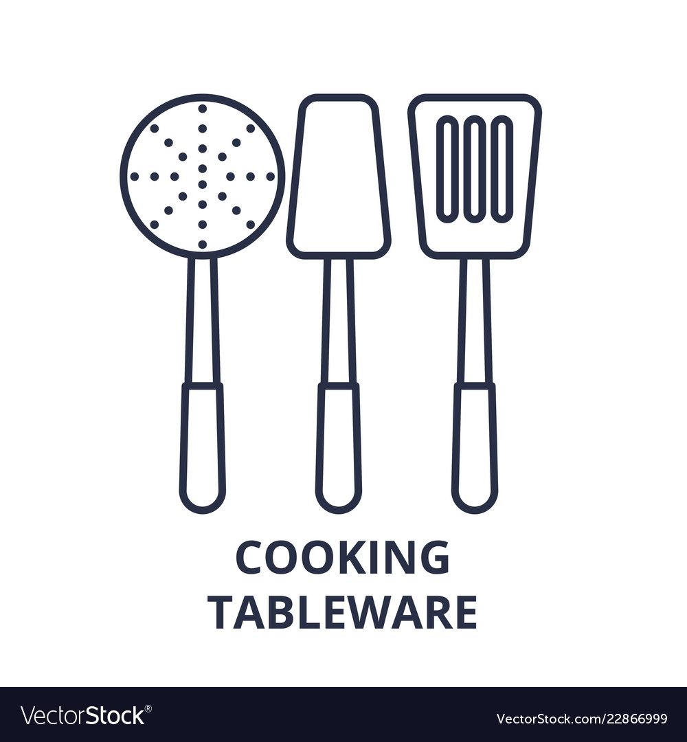 Cooking tableware line icon concept