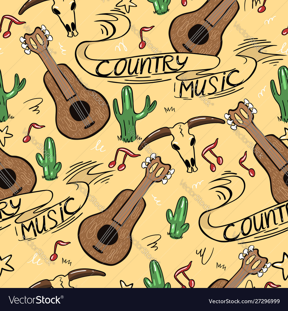 Country music seamless pattern with guitars vector image Country music seamless pattern with guitars