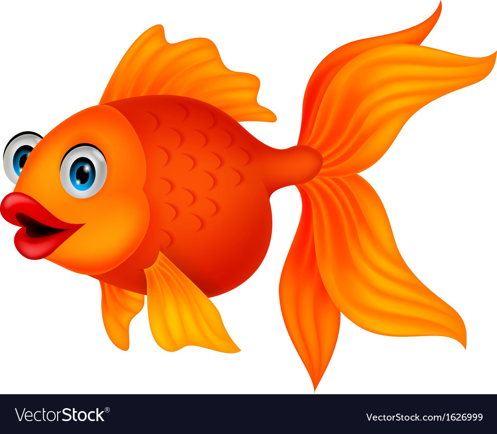 Cute golden fish cartoon Royalty Free Vector Image