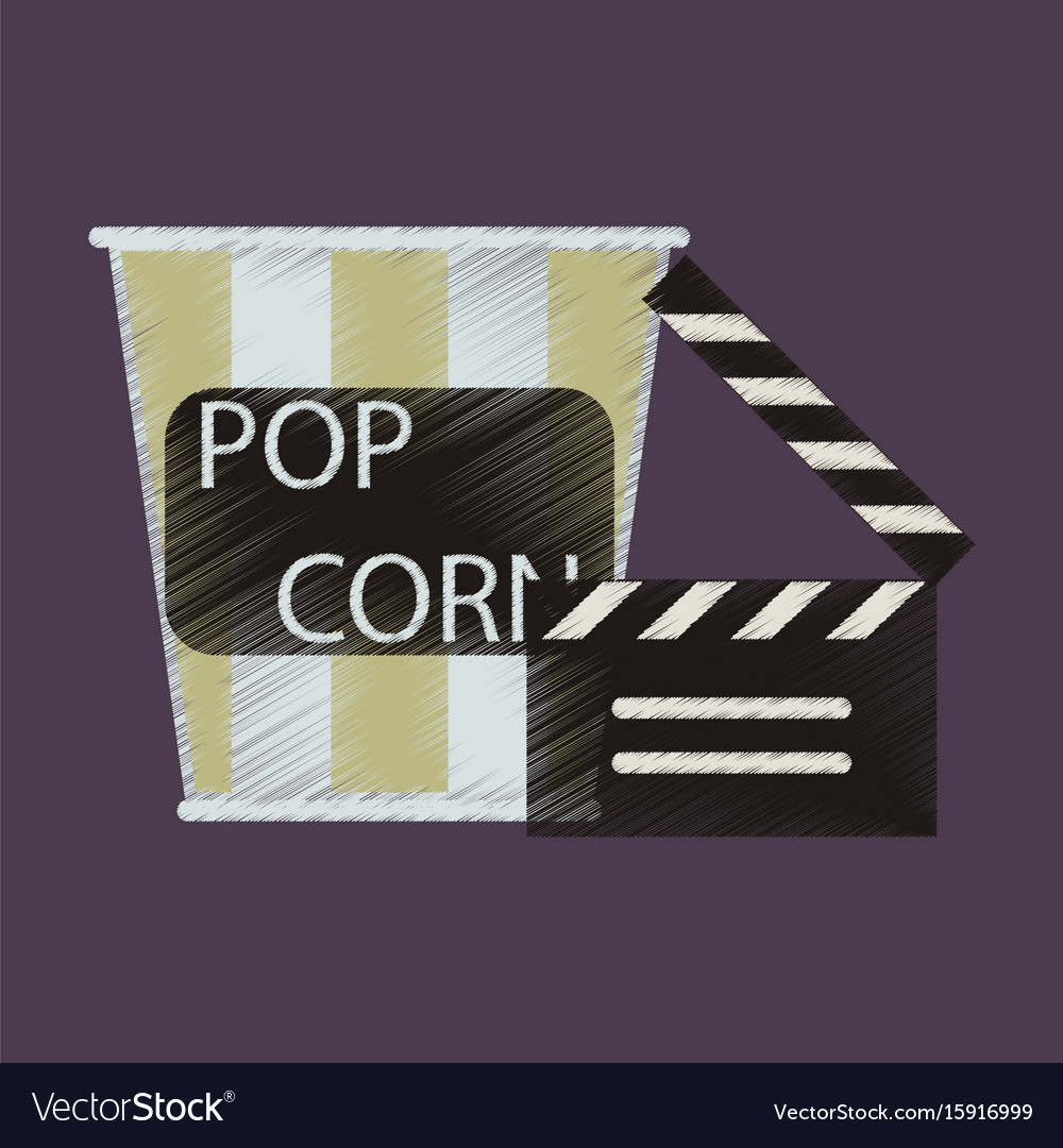 Flat icon in shading style popcorn cinema