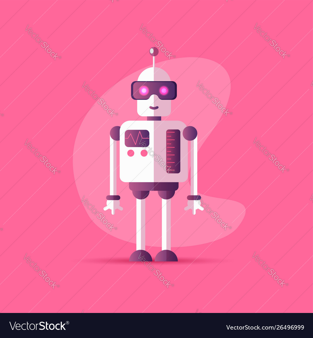 Funny robot icon in flat style isolated