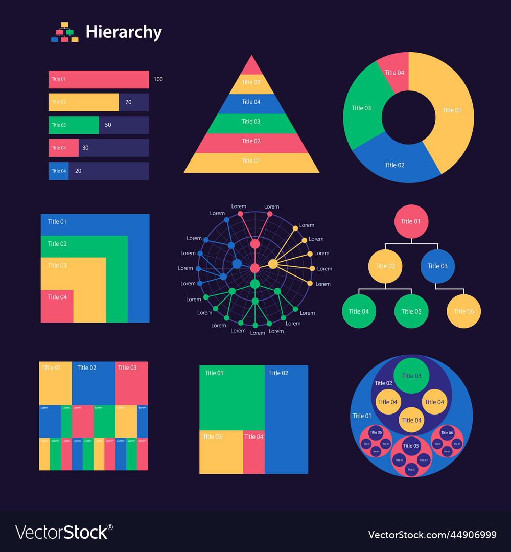 Hierarchy infographic chart design template set Vector Image Hierarchy infographic chart design template set