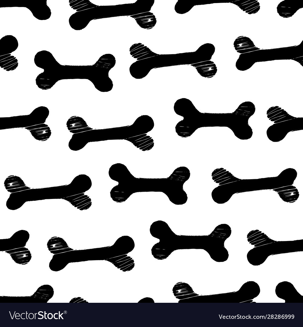 Ink hand drawn seamless pattern with bones
