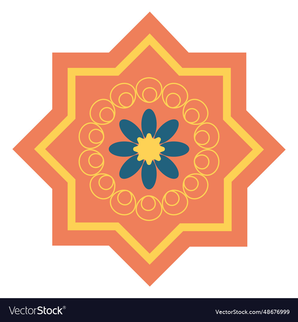 Islamic star and flower Royalty Free Vector Image