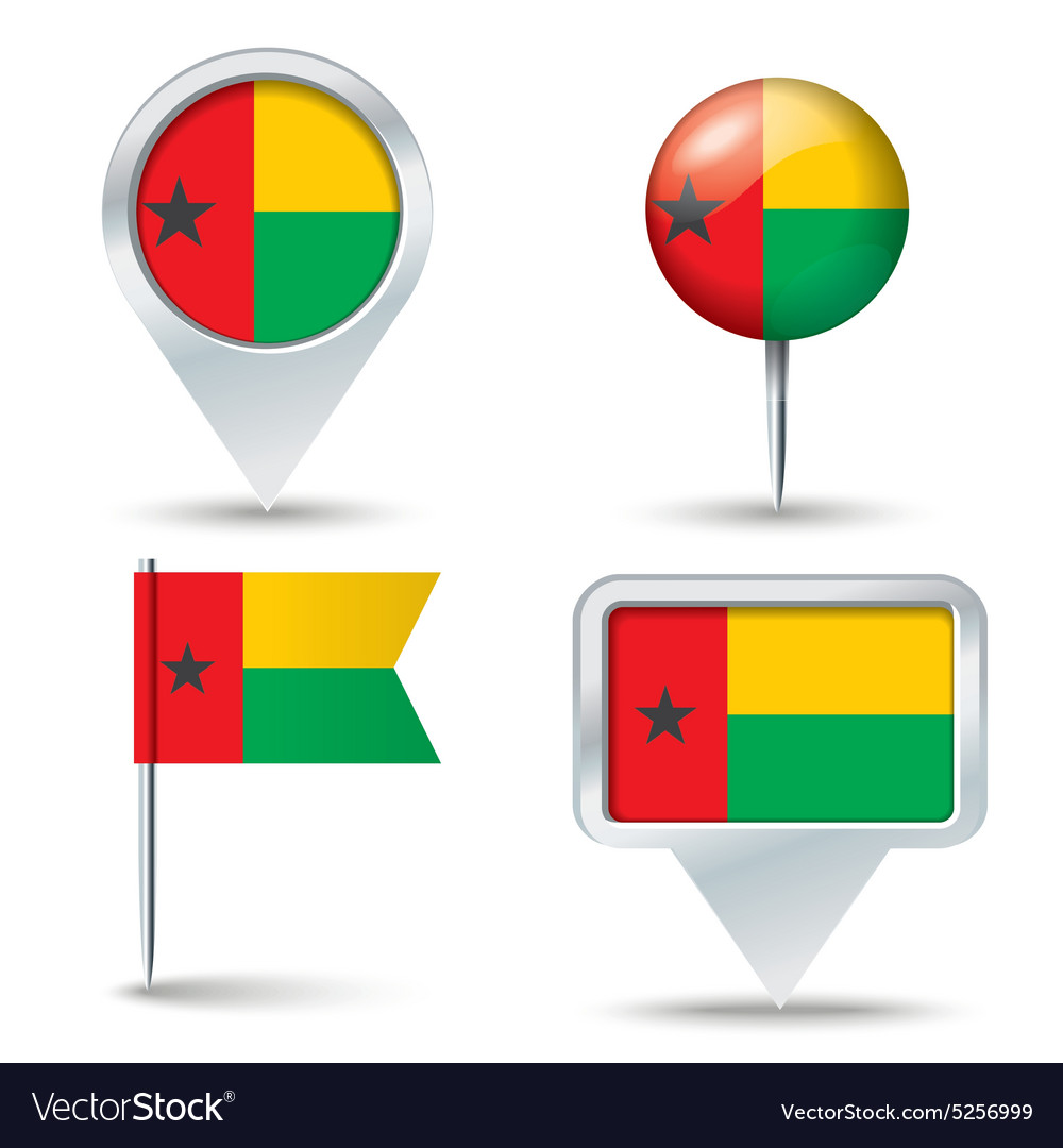 Map pins with flag of guinea-bissau Royalty Free Vector