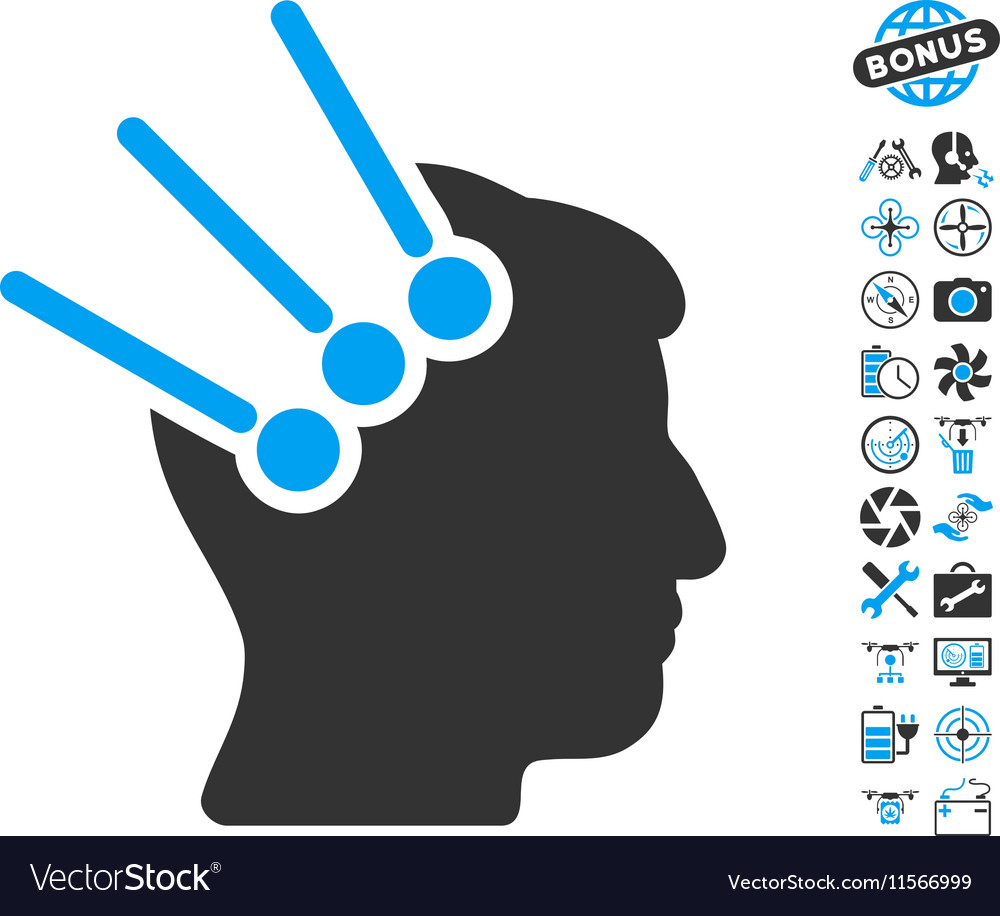 Neural interface connectors icon with copter tools