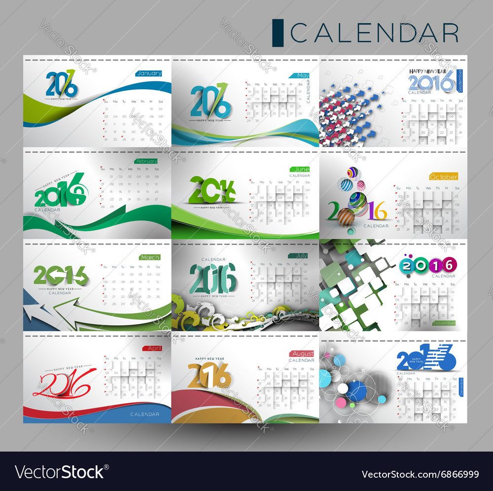 New year 2016 calendar