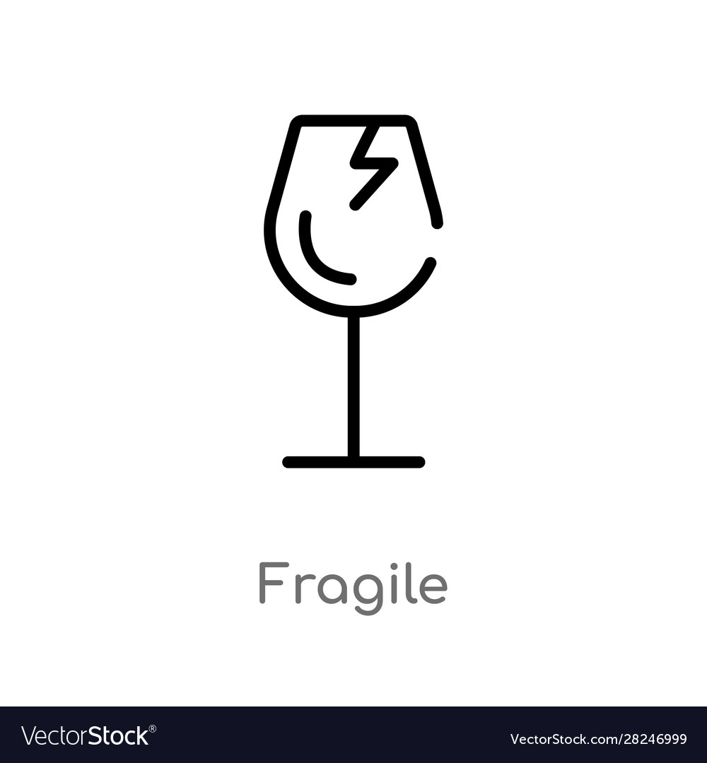Outline fragile icon isolated black simple line