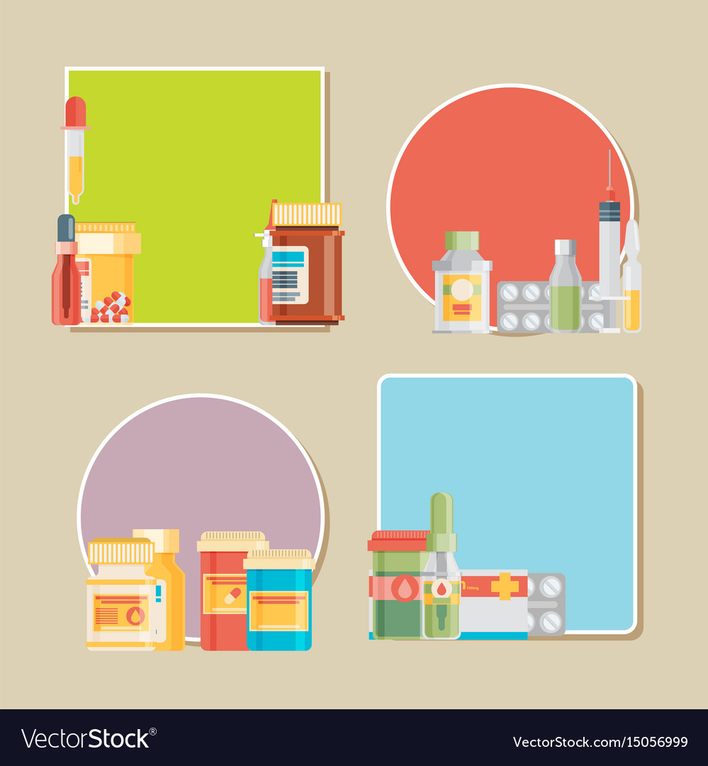 Pill bottle with various pills and capsules labels