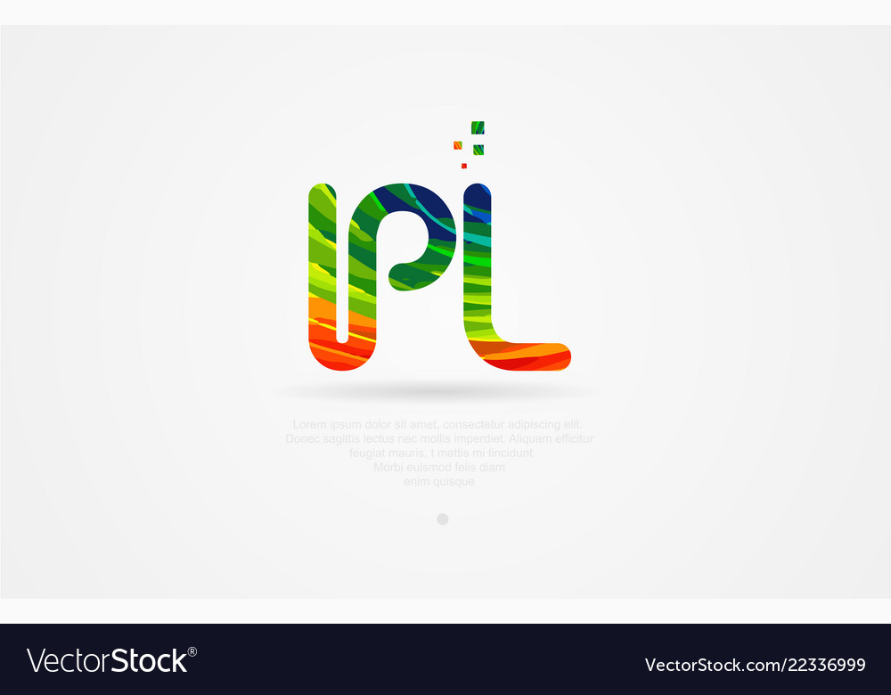 Pl p l rainbow colored alphabet letter logo Vector Image