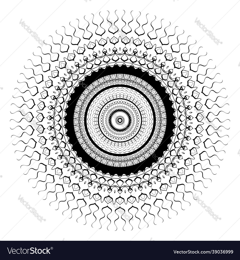 Round element for coloring book black and white