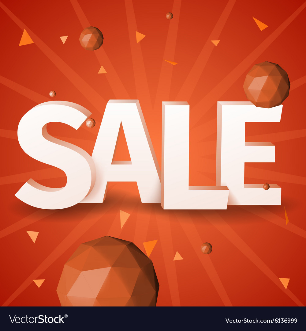 Sale text with triangle sphere on red background