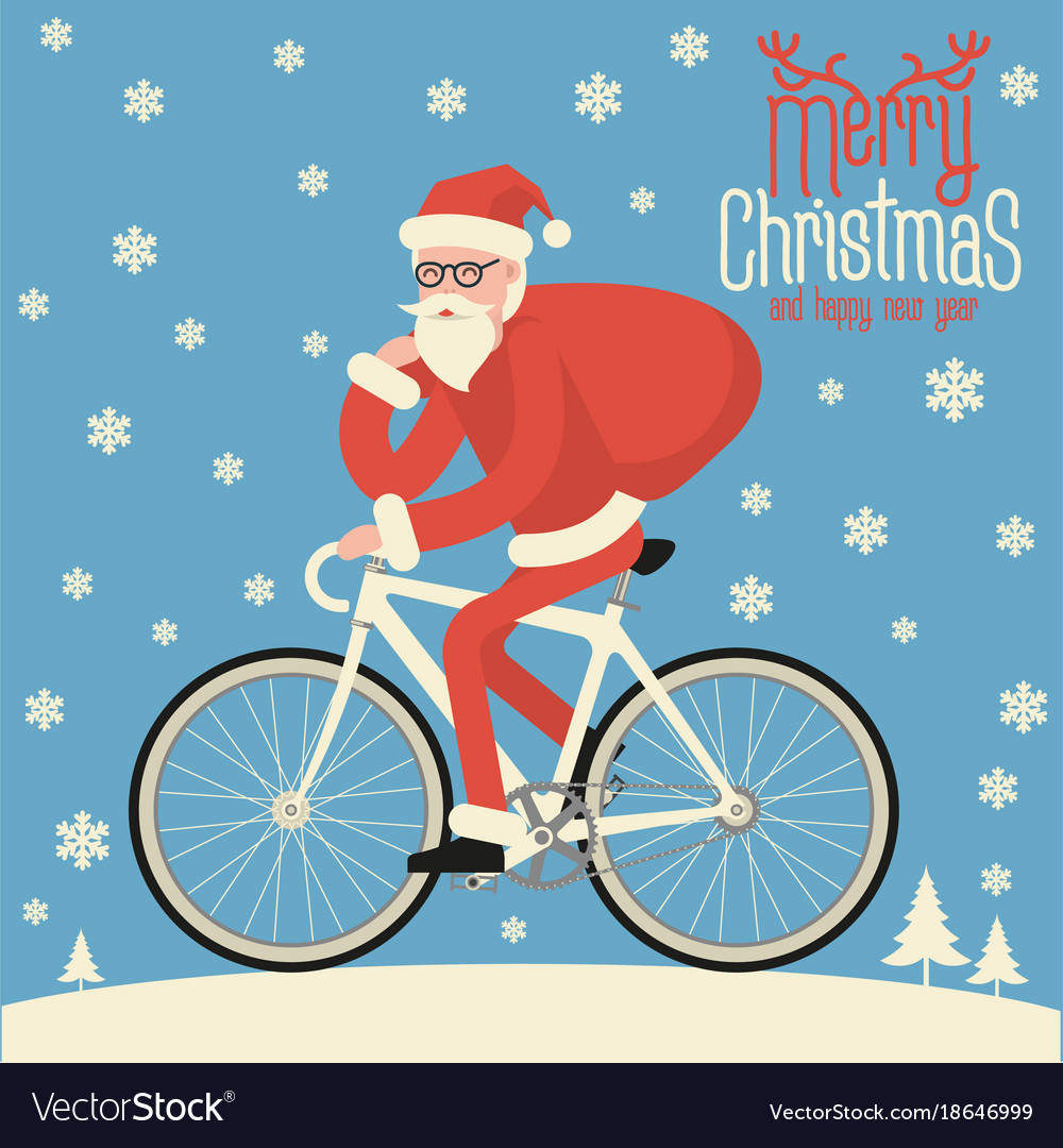 Santa riding bicycle Royalty Free Vector Image