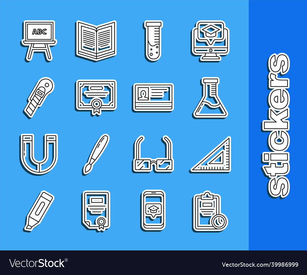 Set line exam sheet with clock triangular ruler Vector Image Set line exam sheet with clock triangular ruler
