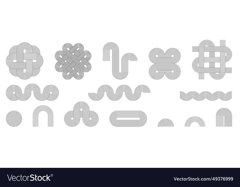 Set of geometric linear shapes in boho style arc vector image Set of geometric linear shapes in boho style arc