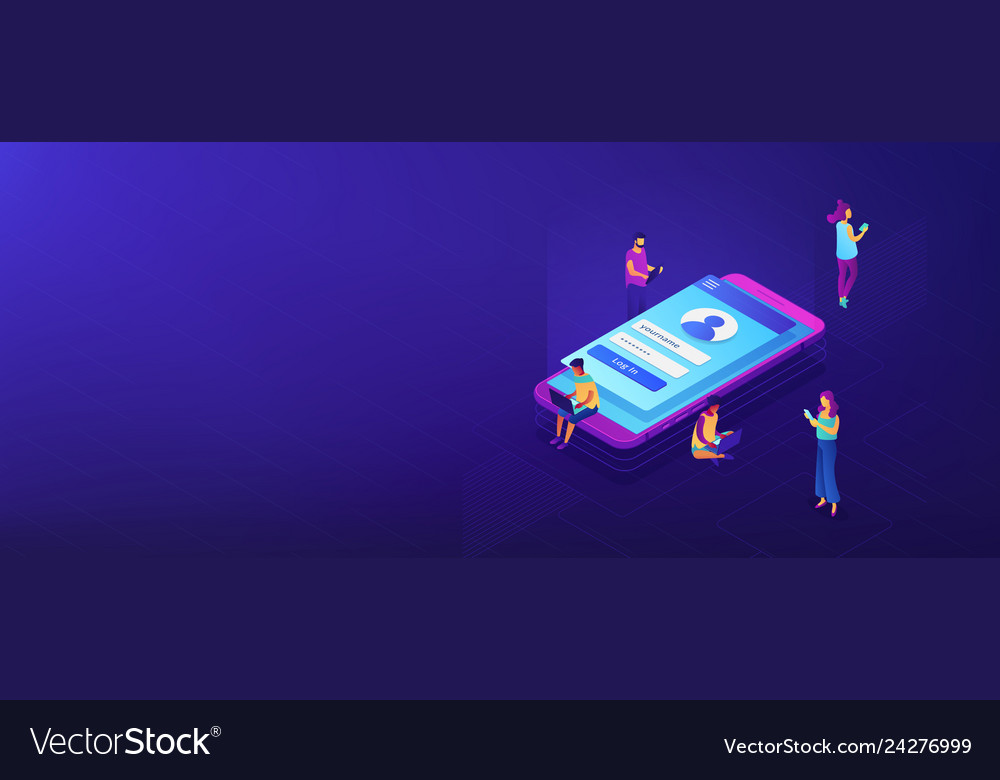 Sign in page isometric 3d banner header Royalty Free Vector