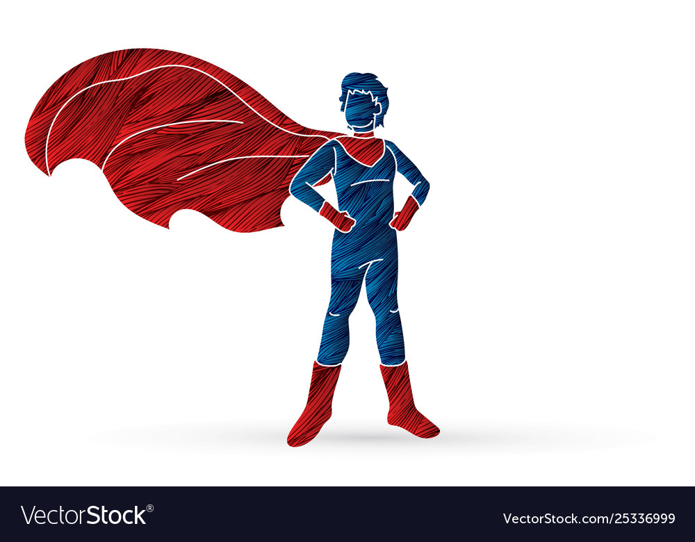 Super hero man standing with costume cartoon