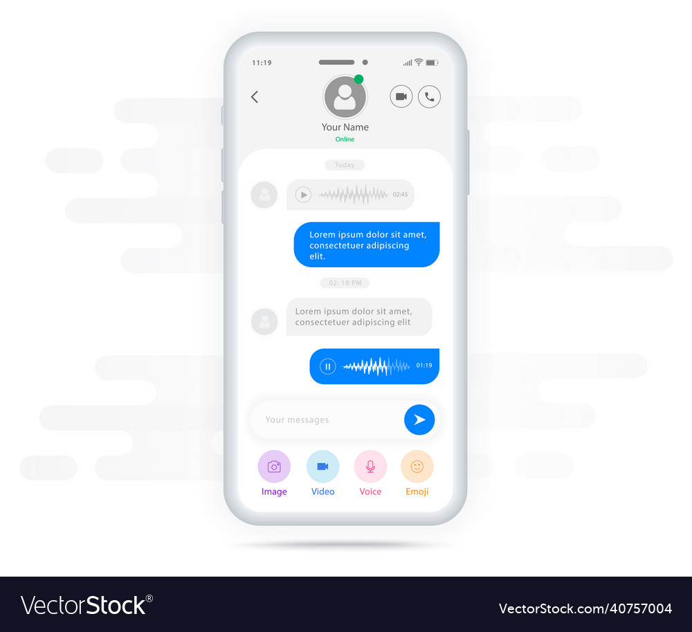 Chat messenger ux ui application design concept Vector Image Chat messenger ux ui application design concept