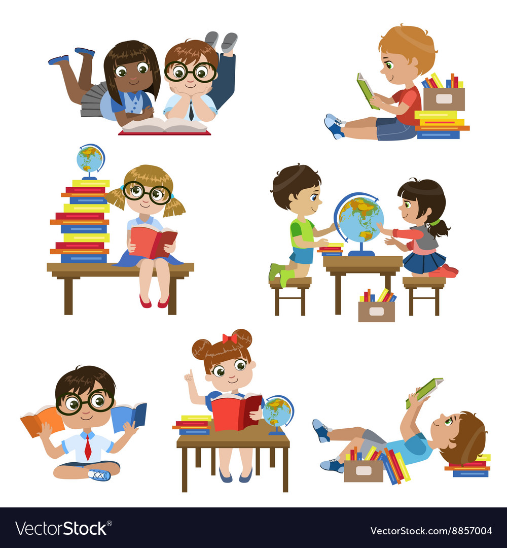 Children Reading in Library