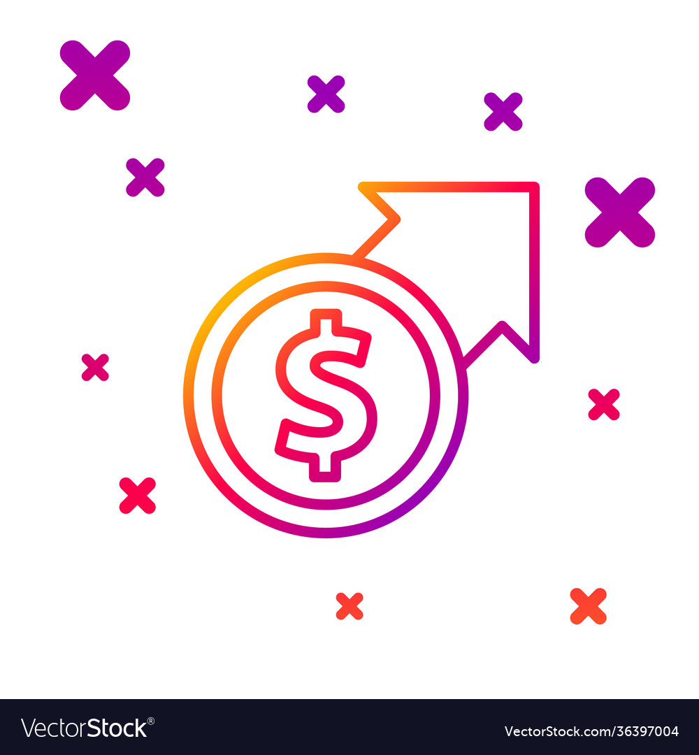 Color line financial growth and dollar coin icon