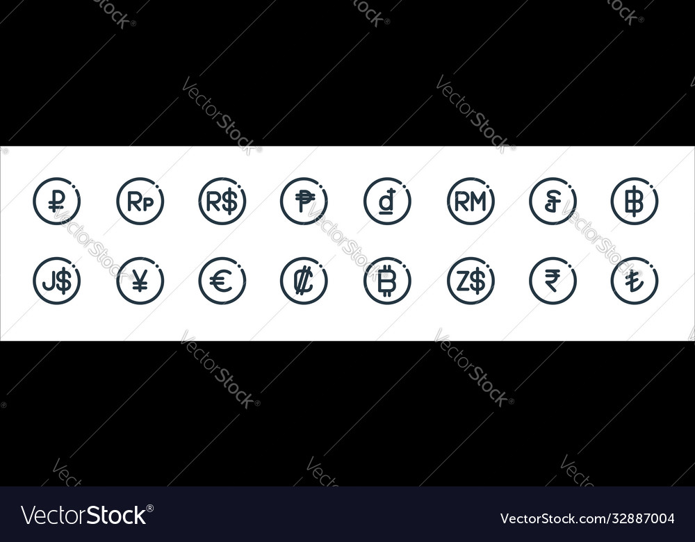 Currency line icons linear set quality Vector Image Currency line icons linear set quality