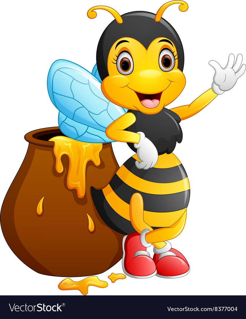 Cute Bee Cartoon Waving Royalty Free Vector Image