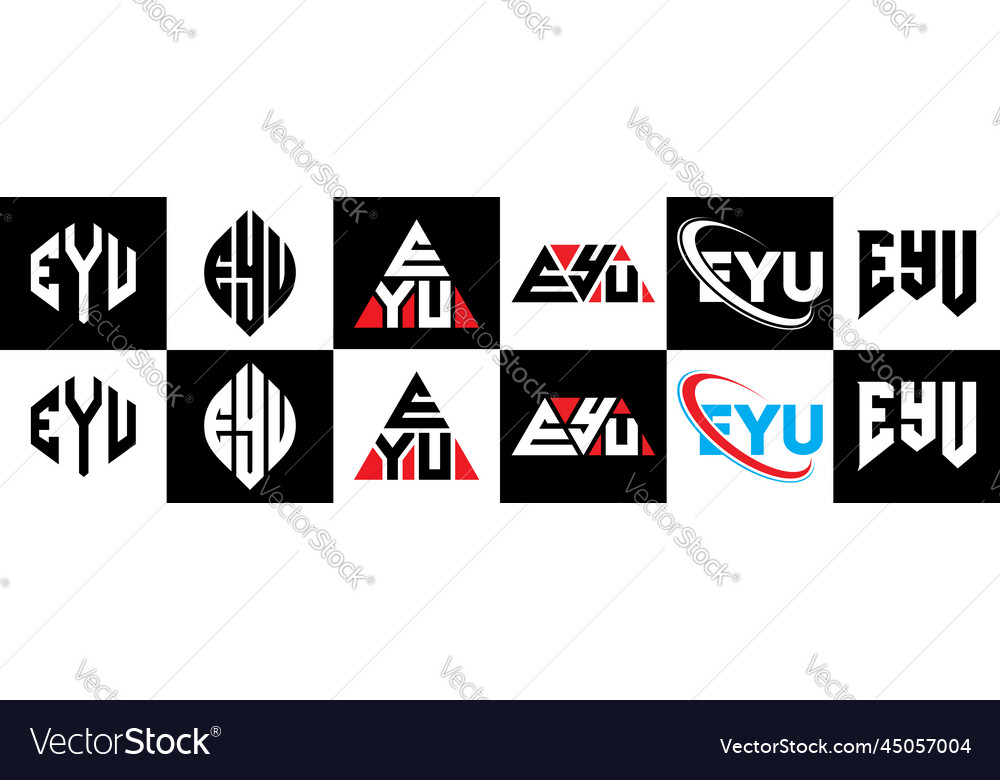 Eyu letter logo design in six style polygon Vector Image