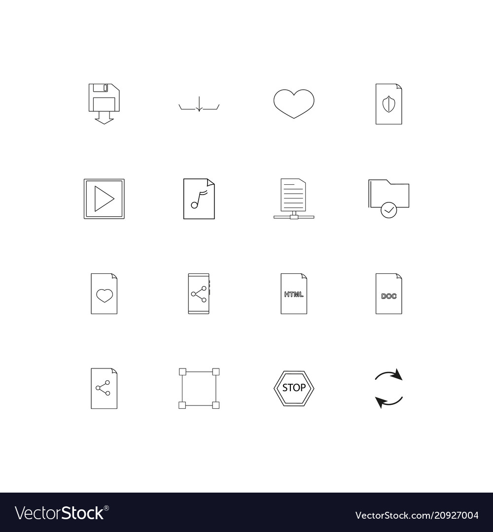 Files and folders sign linear thin icons set