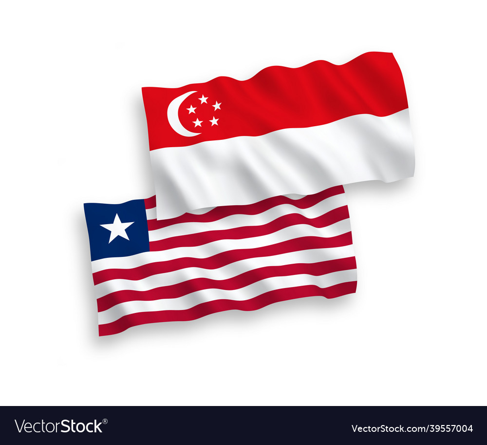 Flags of liberia and singapore on a white Vector Image Flags of liberia and singapore on a white